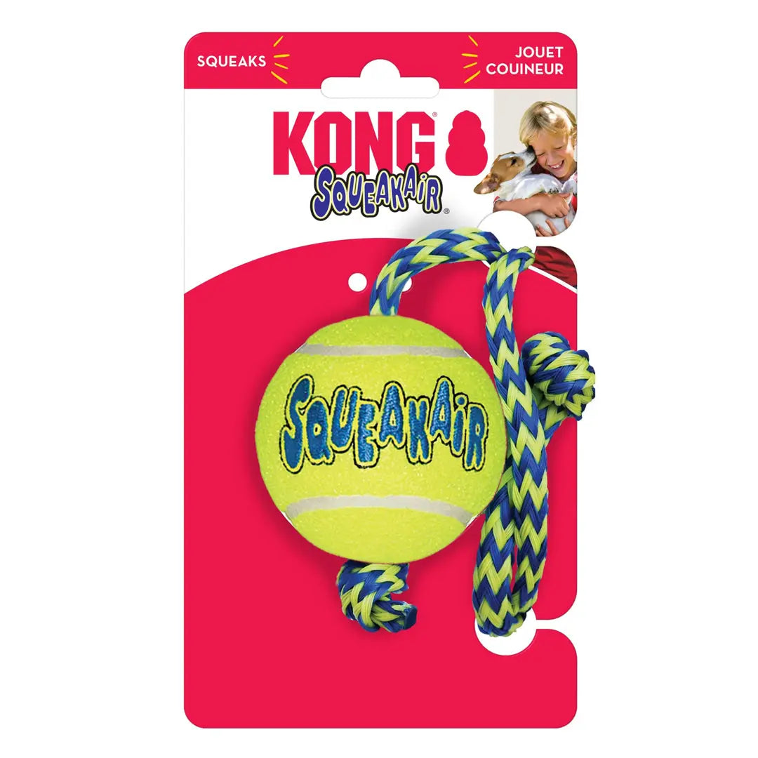 KONG Air Dog Squeaker Tennis Ball With Rope Dog Toy 1ea/MD Kong