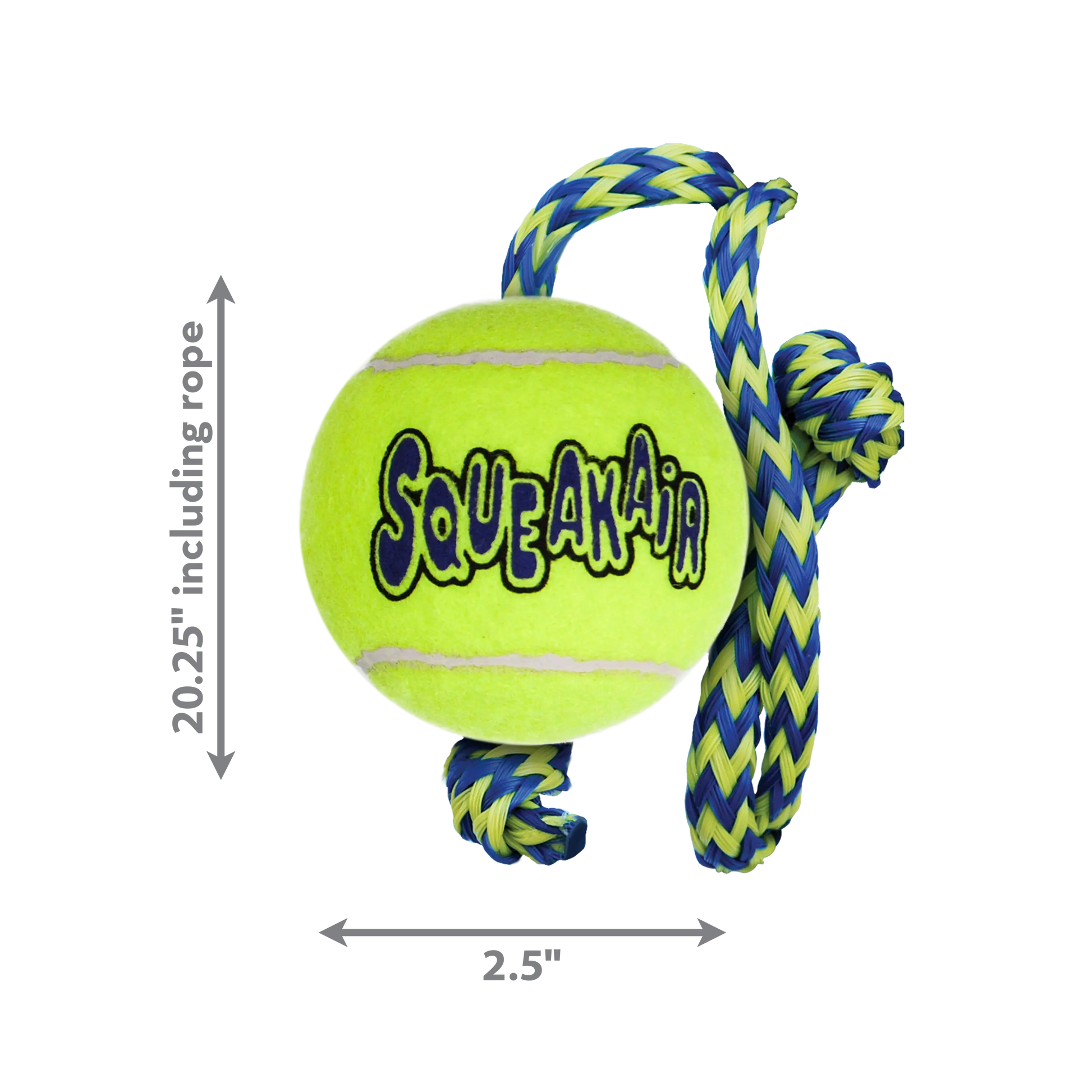 KONG Air Dog Squeaker Tennis Ball With Rope Dog Toy 1ea/MD Kong
