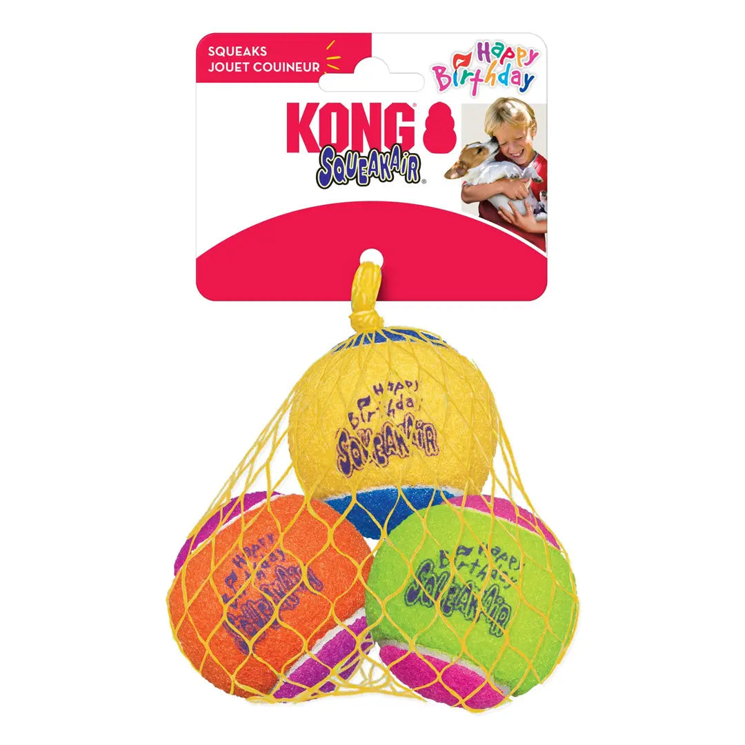 KONG Air Dog Squeaker Dog Toy Birthday Balls Assorted 1ea/3 pk, MD Kong