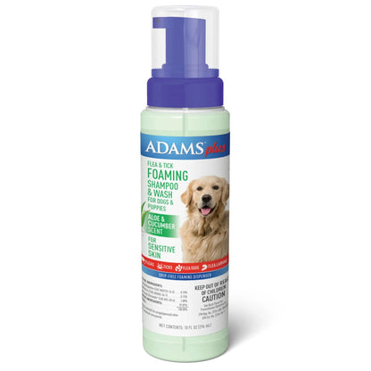 Adams Flea  Tick Foaming Shampoo  Wash for Dogs  Puppies 1ea/10 oz Adams