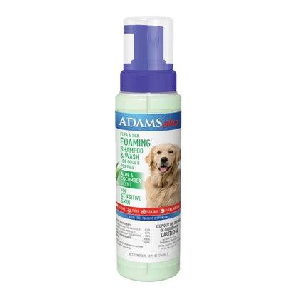 Adams Flea  Tick Foaming Shampoo  Wash for Dogs  Puppies 1ea/10 oz Adams