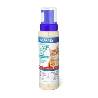 Adams Plus Flea  Tick Foaming Shampoo  Wash for Cats  Kittens 1ea/10 oz Adams