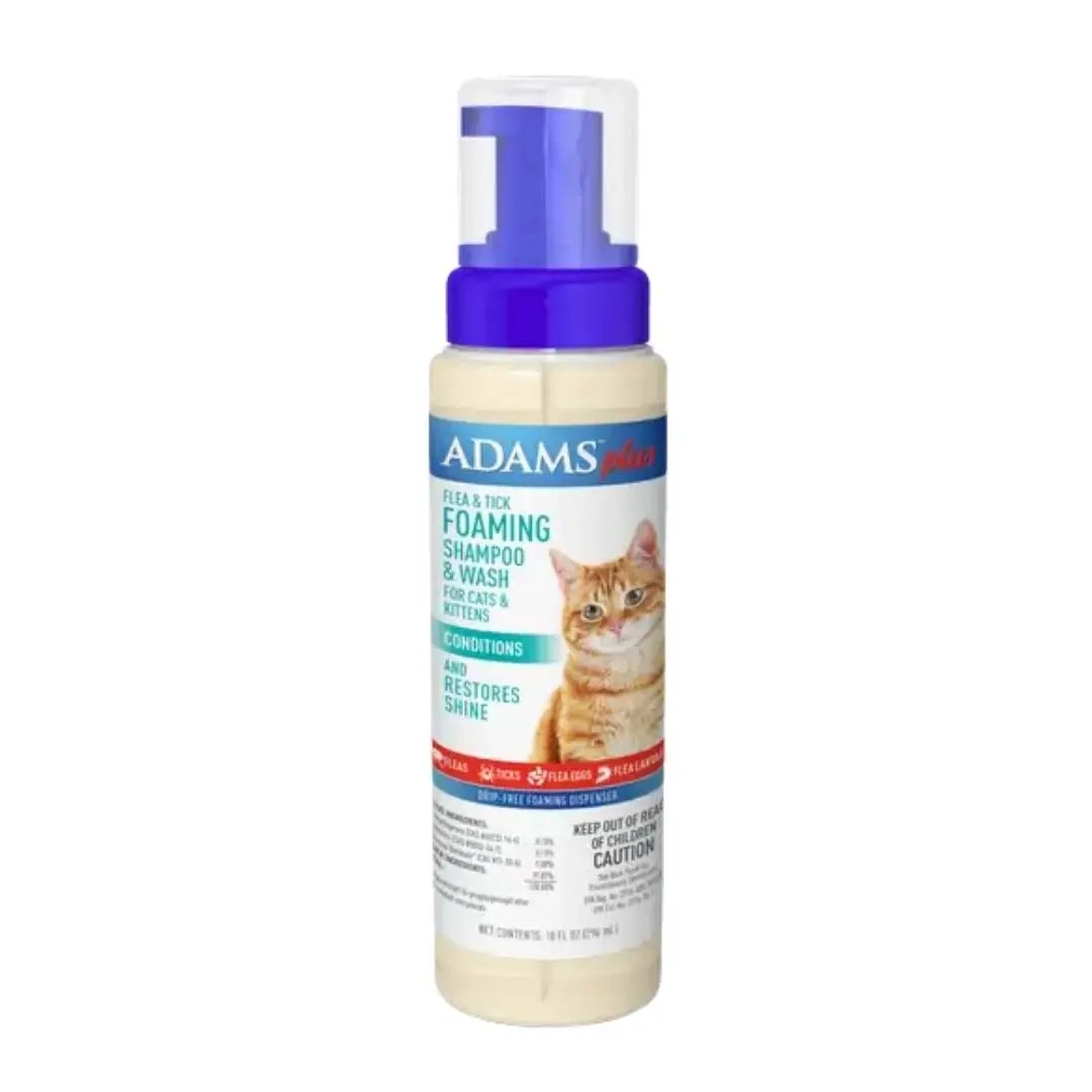 Adams Plus Flea  Tick Foaming Shampoo  Wash for Cats  Kittens 1ea/10 oz Adams