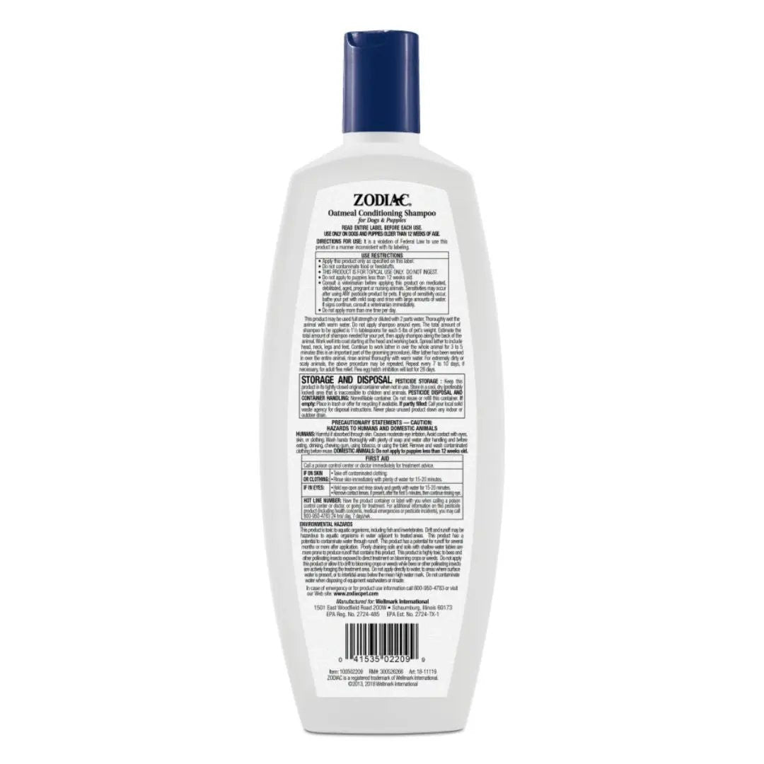 Zodiac Oatmeal Conditioning Shampoo for Dogs  Puppies 1ea/18 oz Zodiac