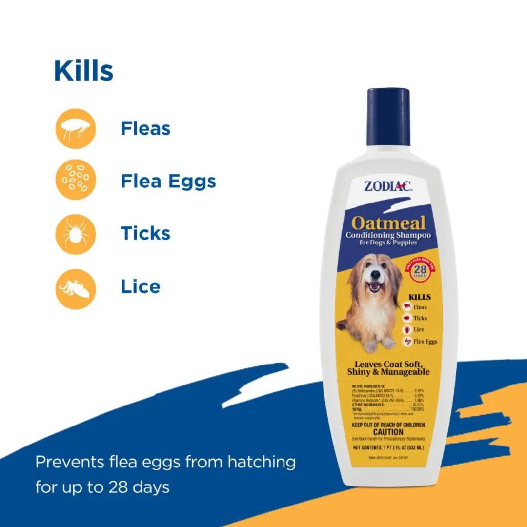 Zodiac Oatmeal Conditioning Shampoo for Dogs  Puppies 1ea/18 oz Zodiac