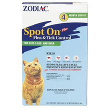Zodiac Spot On Plus Flea  Tick Control for Cats 1ea/5 Lbs And Over, 4 pk Zodiac