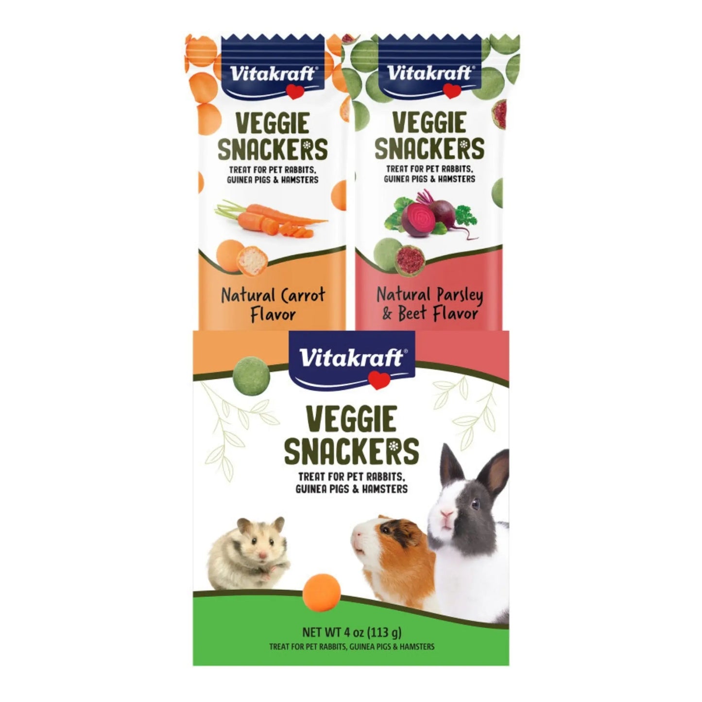 Vitakraft Veggie Snackers Carrot  Parsley Beet Small Animal Treat 1ea/4 oz Vitakraft