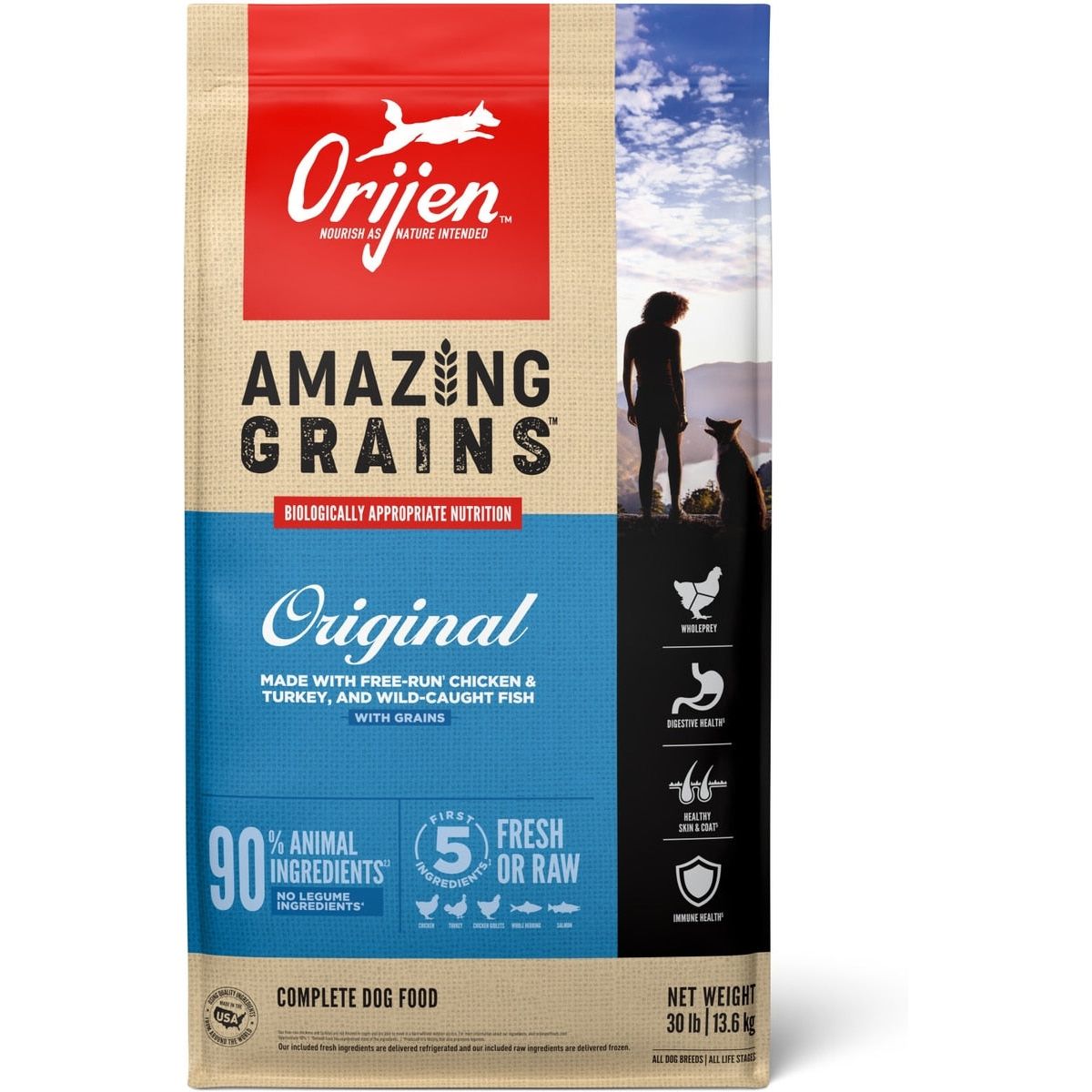 ORIJEN Amazing Grains Original High-Protein Dry Dog Food Barkaroo
