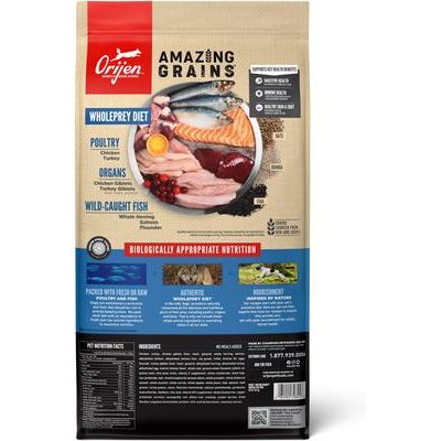 Show full view: ORIJEN Amazing Grains Original High-Protein Dry Dog Food, 30-lb bag slide 3 of 13