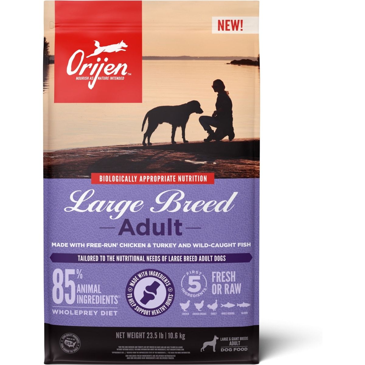 ORIJEN Large Breed Adult Grain-Free High-Protein Dry Dog Food Barkaroo