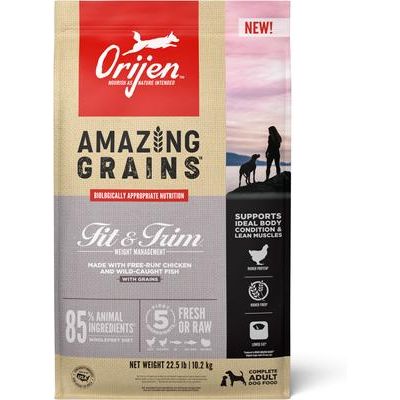 ORIJEN Amazing Grains Fit & Trim High-Protein Dry Dog Food, 22.5-lb bag