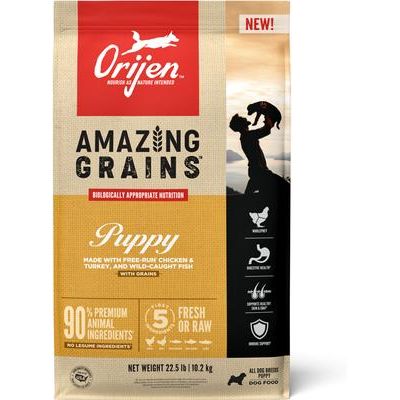 ORIJEN Amazing Grains High-Protein Puppy Dry Dog Food, 22.5-lb bag