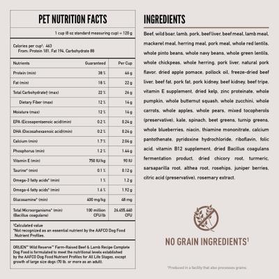 ORIJEN Wild Reserve Farm-Raised Beef & Lamb Dry Dog Food, 20-lb bag slide 8 of 12