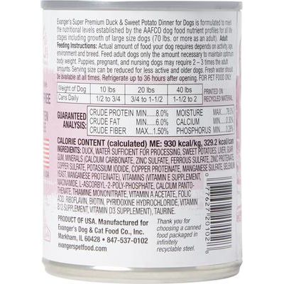 Evanger's Super Premium Duck & Sweet Potato Dinner Canned Dog Food Garver