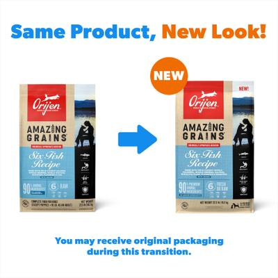 ORIJEN Amazing Grains Six Fish High-Protein Dry Dog Food, 22.5-lb bag slide 3 of 13