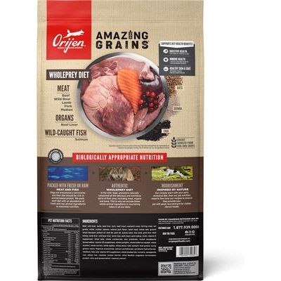 Show full view: ORIJEN Amazing Grains Regional Red High-Protein Dry Dog Food, 22.5-lb bag slide 4 of 13