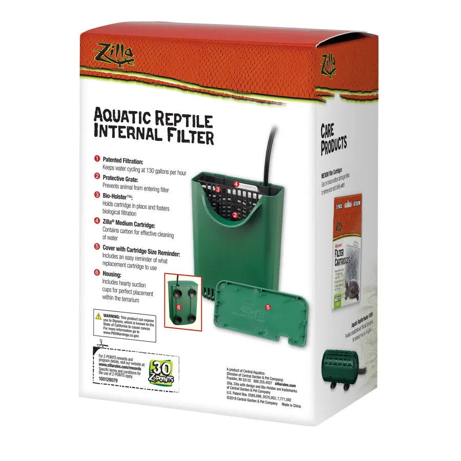 Zilla Aquatic Reptile Internal Filter, 1ea/20 gal Zilla