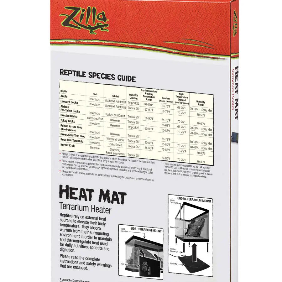 Zilla Terrarium Heat Mats Black 1ea/Mini, 1-5 gal, 4 W Zilla