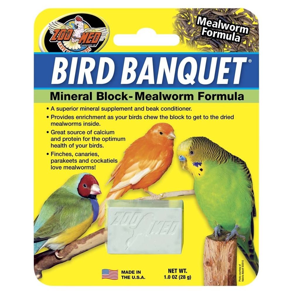 Zoo Med Bird Banquet Mealworm Formula Mineral Block Green 1ea/1 oz, SM