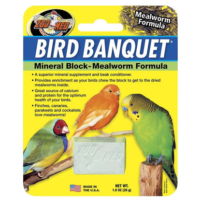 Zoo Med Bird Banquet Mealworm Formula Mineral Block Green 1ea/1 oz, SM
