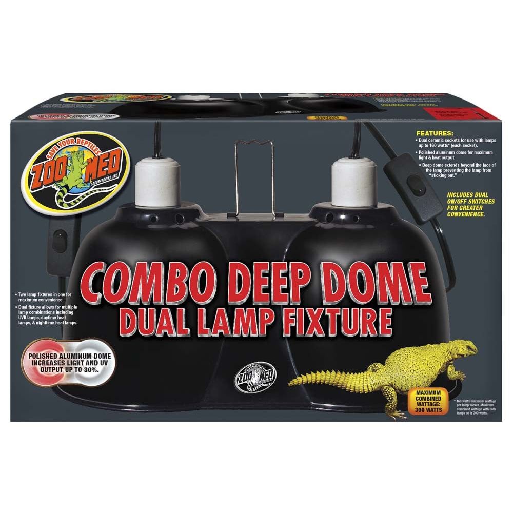 Zoo Med Combo Deep Dome Dual Lamp Fixture Black 1ea
