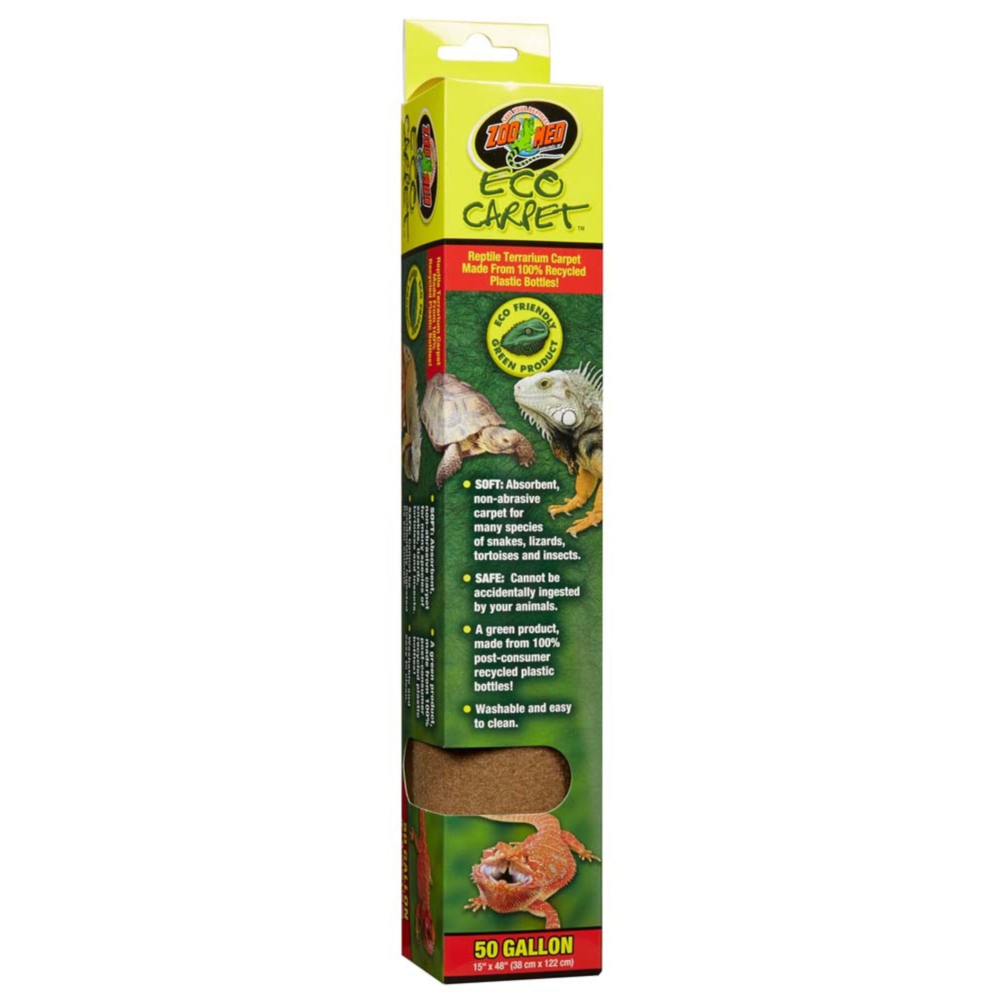 Zoo Med Eco Carpet Reptile Terrarium Carpet Tan 1ea/50 gal, 15in X 48in