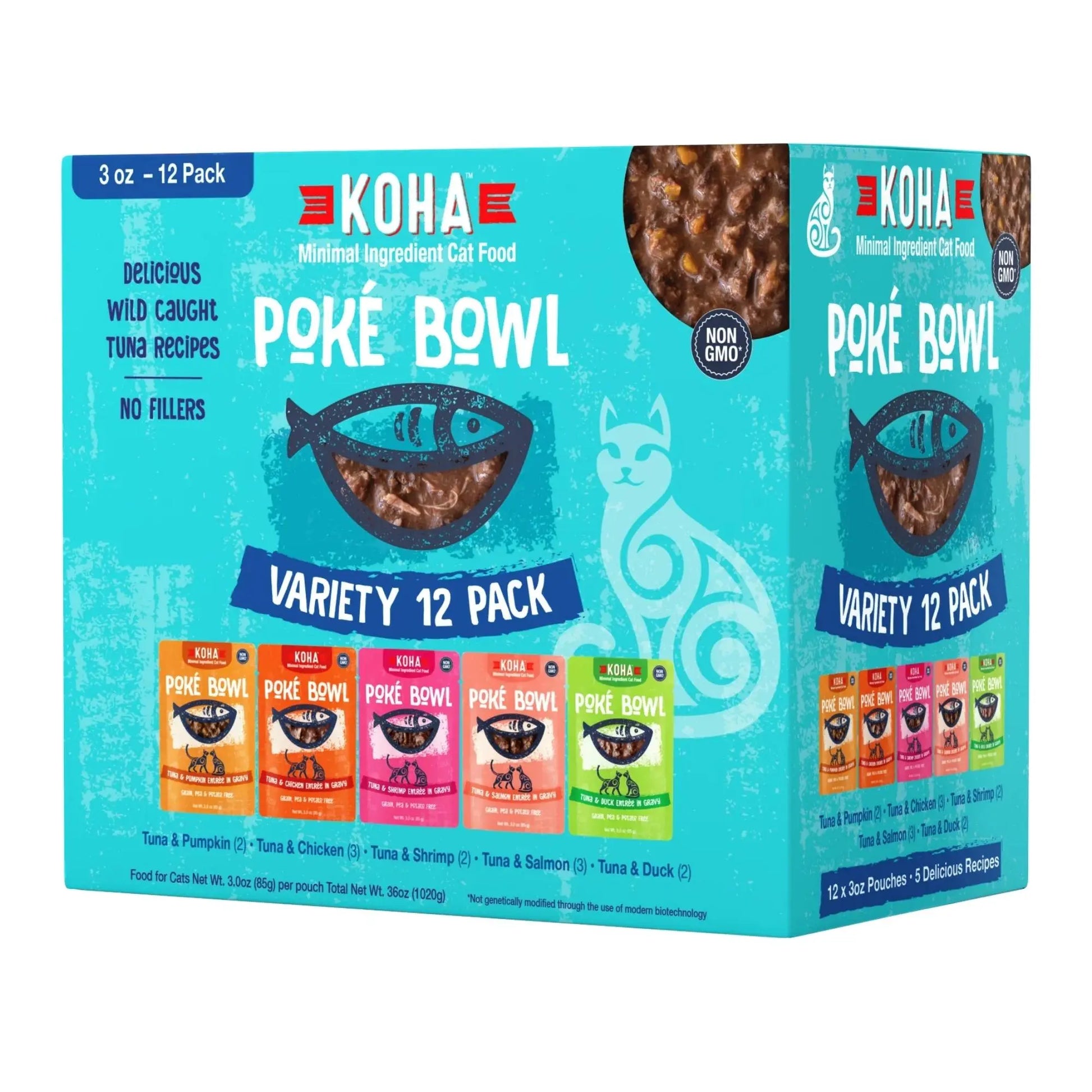 Koha Cat Grain Free Poke Bowl 3oz. Variety Pack (Case of 24) Koha