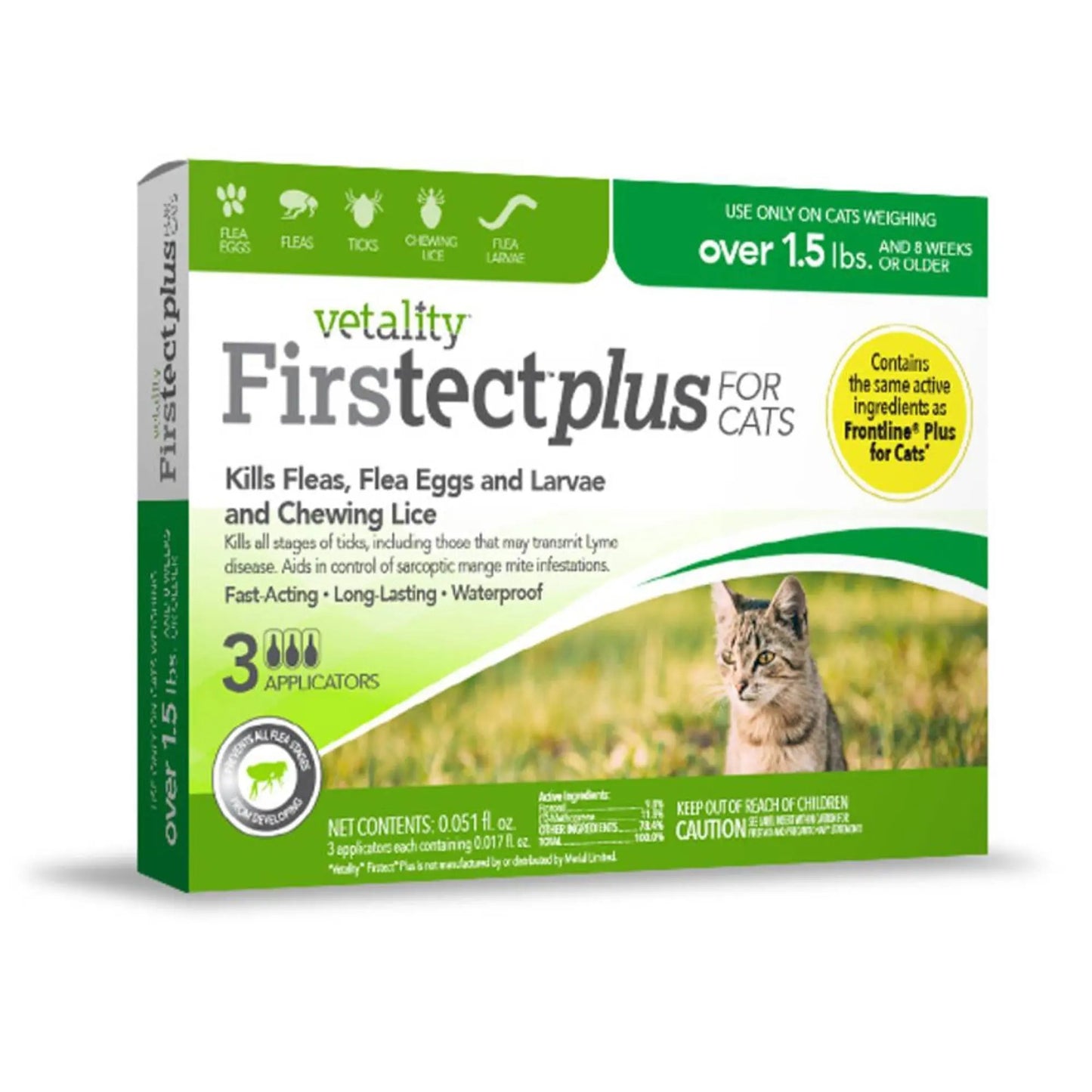 Vetality Firstect Plus Flea  Tick Treatment for Cats 1ea/3 ct Vetality