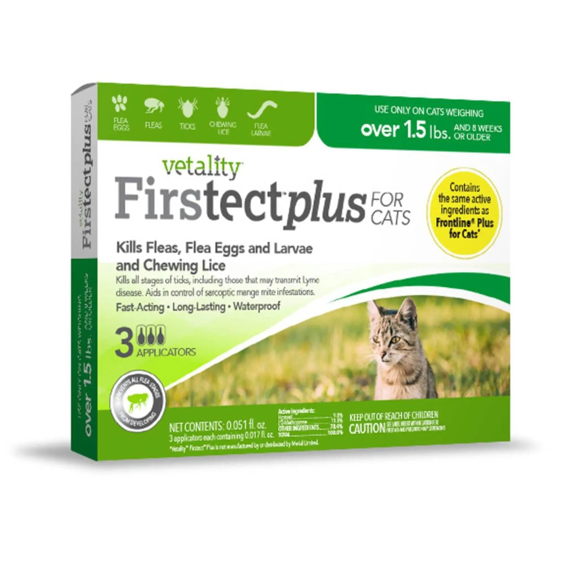 Vetality Firstect Plus Flea  Tick Treatment for Cats 1ea/3 ct Vetality