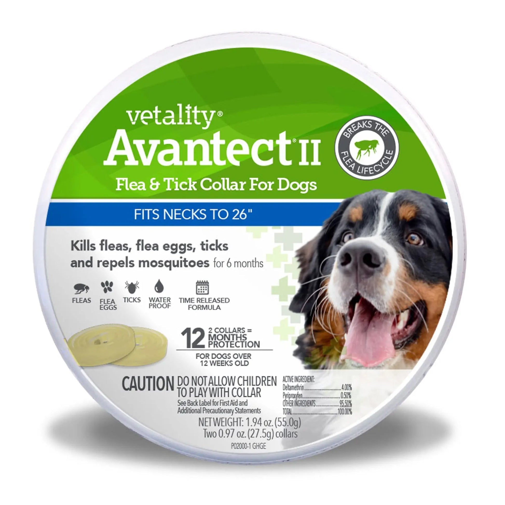 Vetality Avantect II Flea  Tick Collar for Dogs 1ea/26 in, 2 ct Vetality