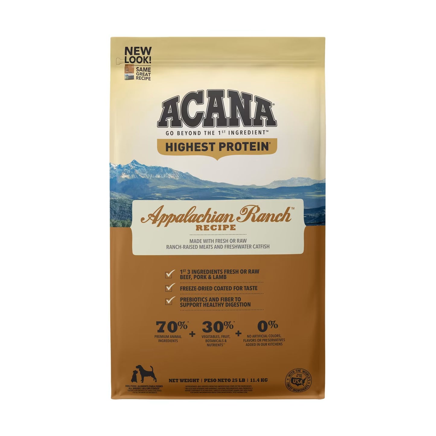 ACANA Grain Free, Highest Protein, Appalachian Ranch Dry Dog Food, 25 lbs. - Carousel image #1