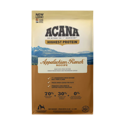 ACANA Grain Free, Highest Protein, Appalachian Ranch Dry Dog Food, 25 lbs. - Carousel image #1