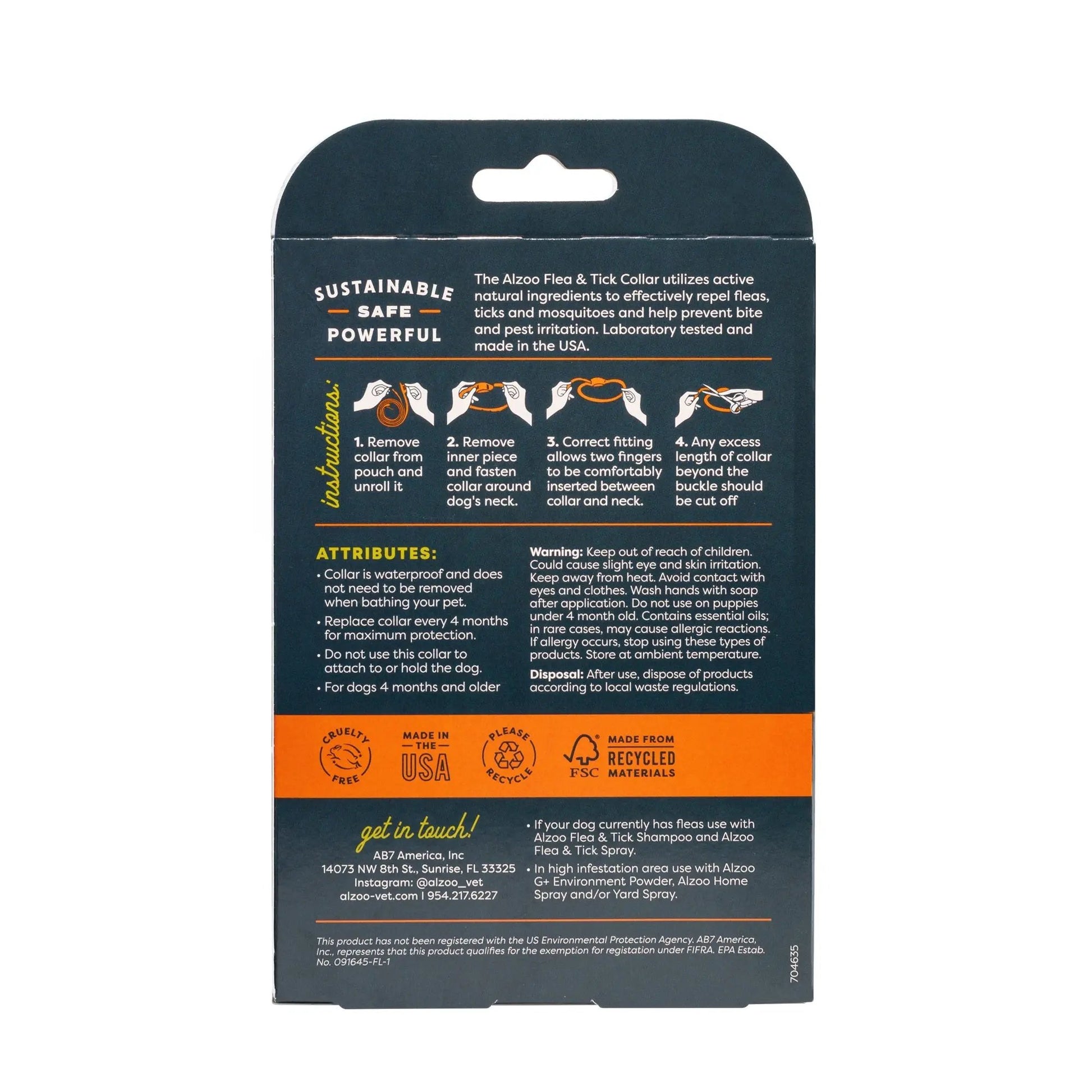 Alzoo Plant Based Flea & Tick Collar Medium Dog 26.6In. Alzoo