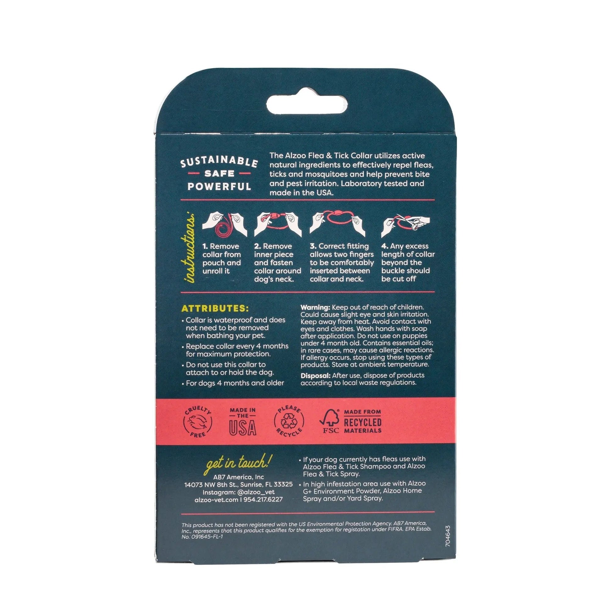 Alzoo Plant-Based Flea & Tick Collar Large Dog 29.5In. Alzoo