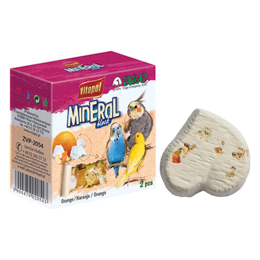 A and E Cages Vitapol Infused Mineral Block for Birds Orange 35 grams