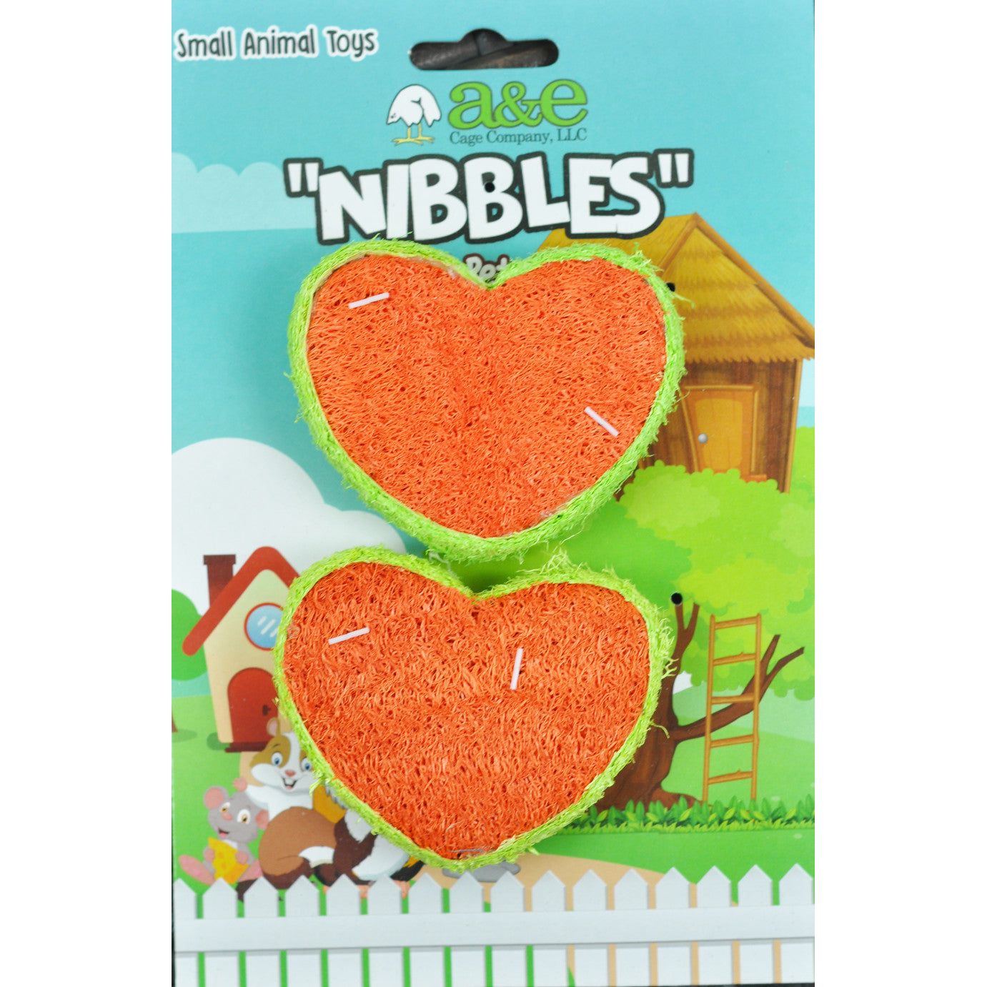 A &E Cages Nibbles Small Animal Loofah Chew Toy Hearts; 1ea