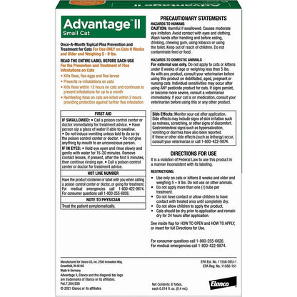 Advantage II Cat Small Orange 6-Pack (3packs) Elanco