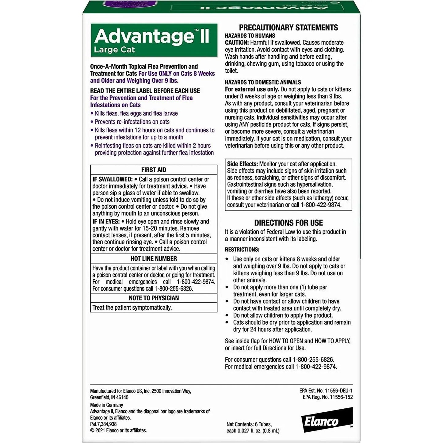 Advantage II Cat Large Purple 6-Pack (3 packs) Elanco