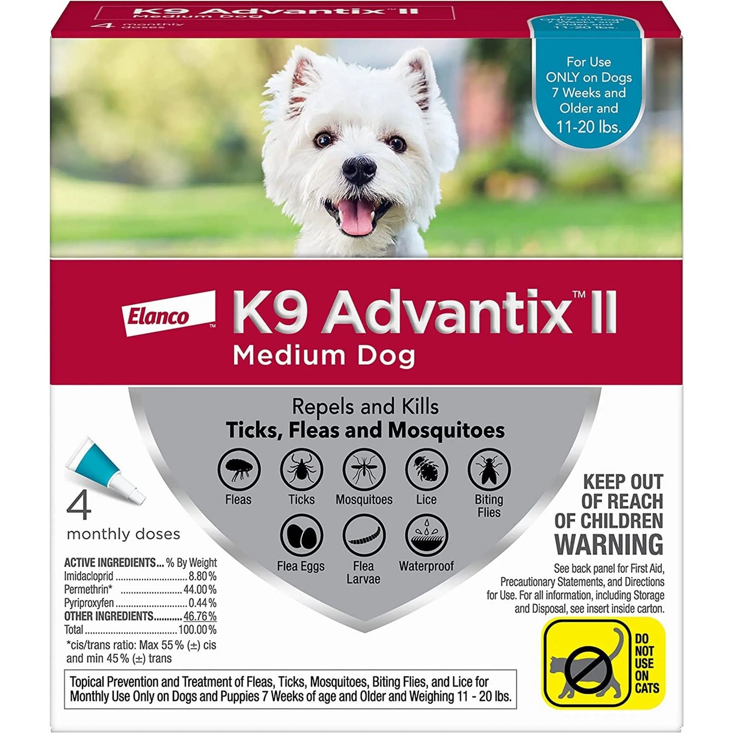 K9 Advantix Ii Dog Medium Teal 4-Pack Elanco