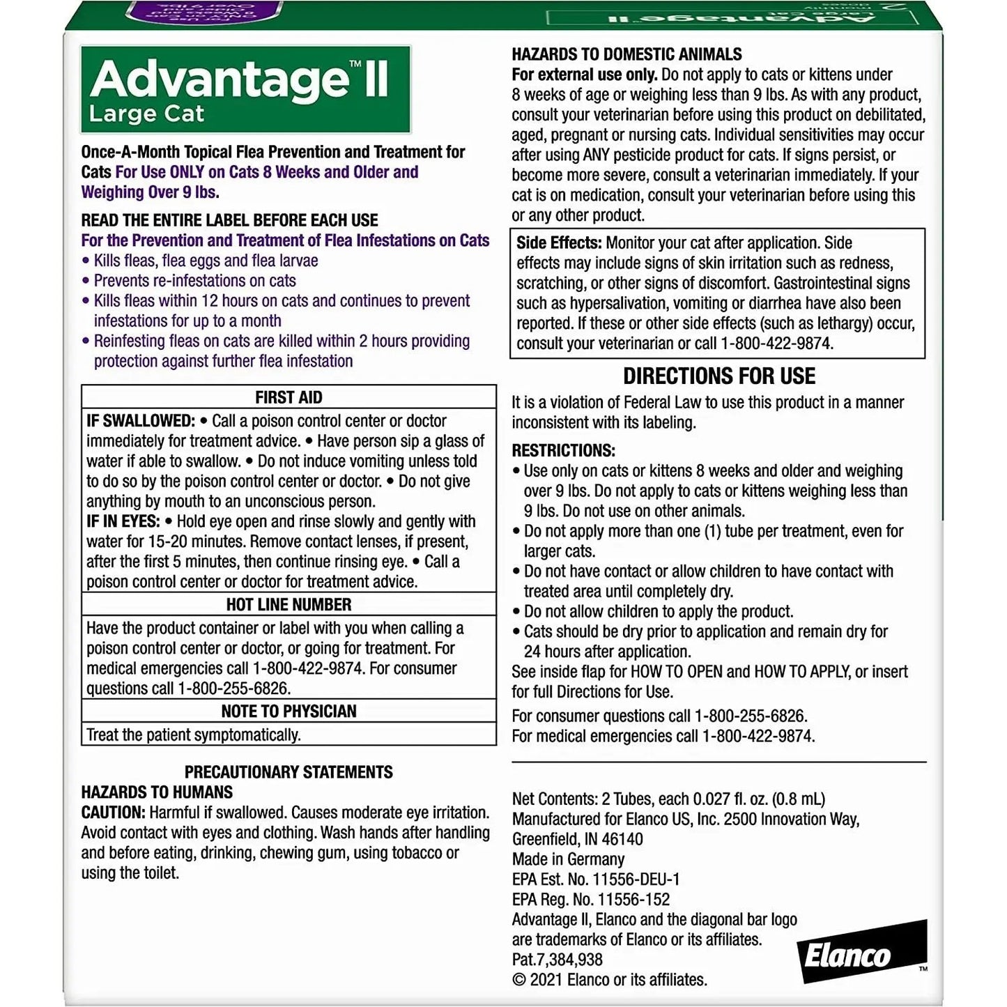 Advantage II Cat Large Purple 2-Pack (3packs) Elanco