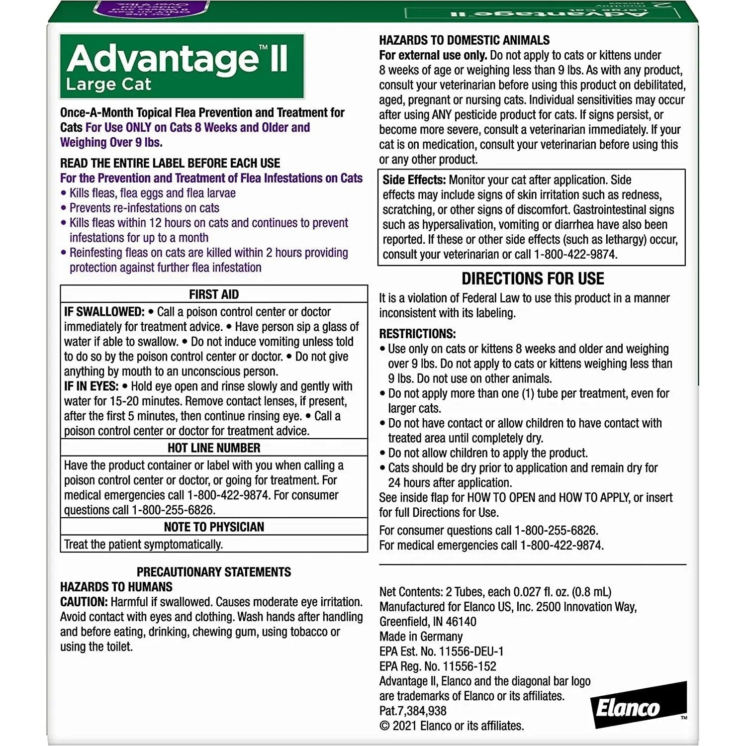 Advantage II Cat Large Purple 2-Pack (3packs) Elanco