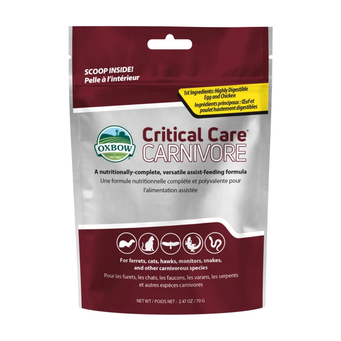 Oxbow Animal Health Critical Care Carnivore Feeding Formula 70g, 1ea/2.47oz. Oxbow