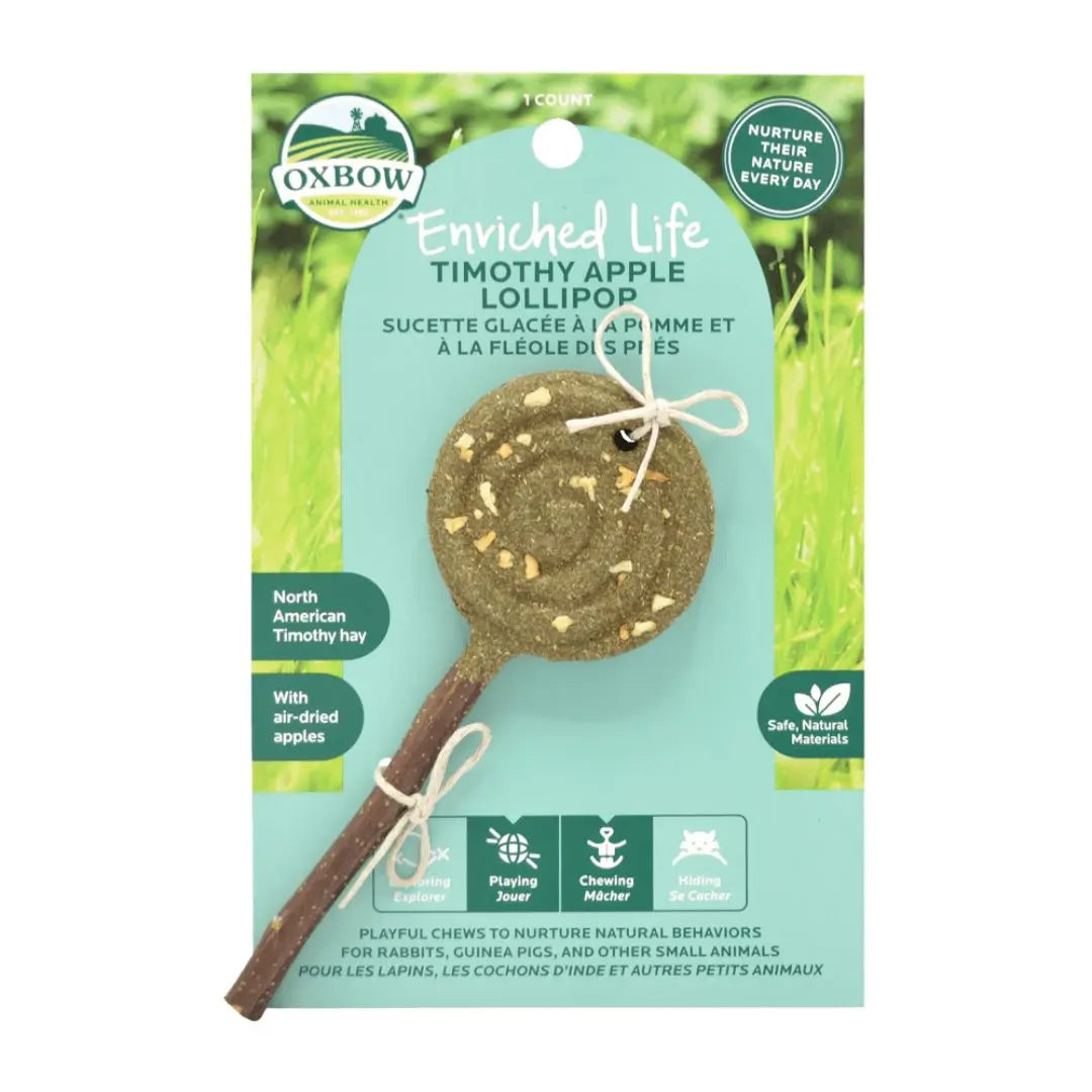 Oxbow Animal Health Enriched Life Timothy Lollipop Apple Small Animal Chew 1ea/One Size Oxbow