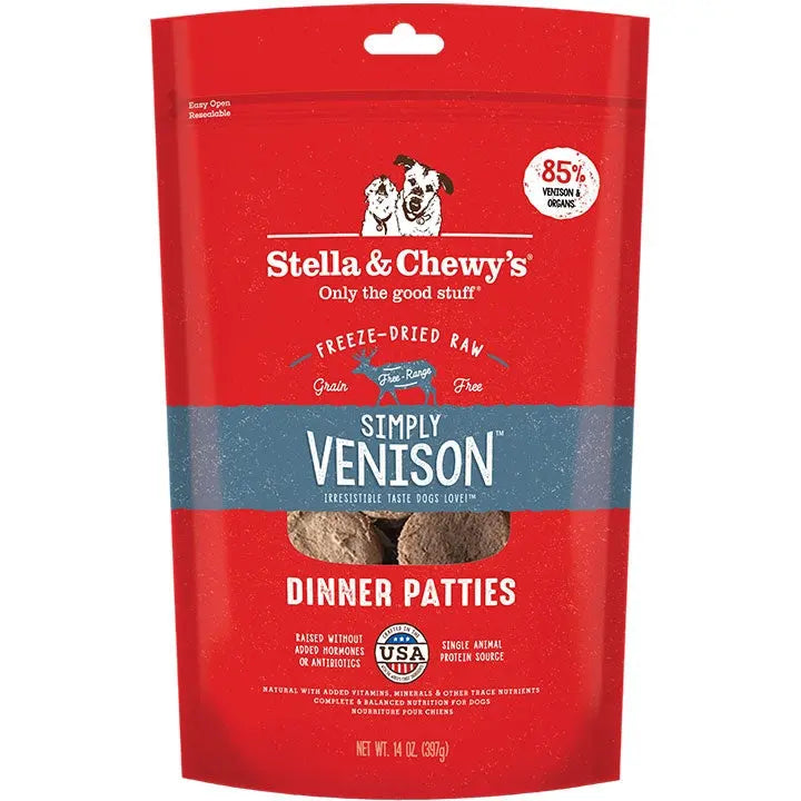 Stella And Chewys Dog Freeze-Dried Dinner Patties Simply Venison 14oz. Stella & Chewys