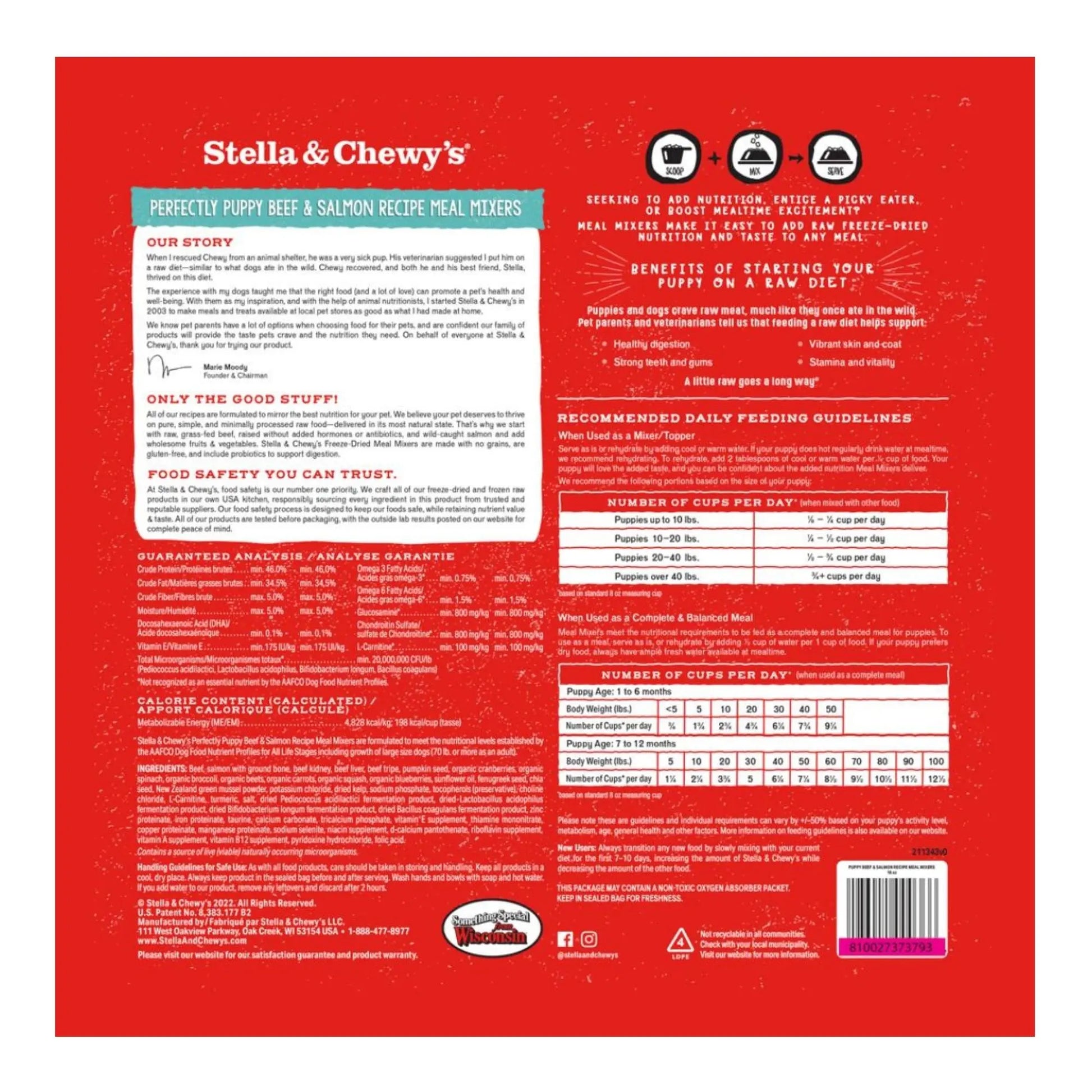 Stella and Chewys Dog Freeze-Dried Mixer Puppy Beef and Salmon 18oz. Stella & Chewys