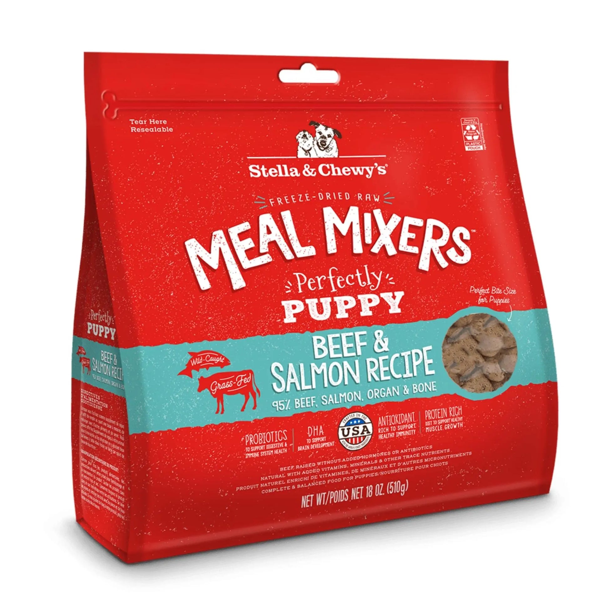 Stella and Chewys Dog Freeze-Dried Mixer Puppy Beef and Salmon 18oz. Stella & Chewys