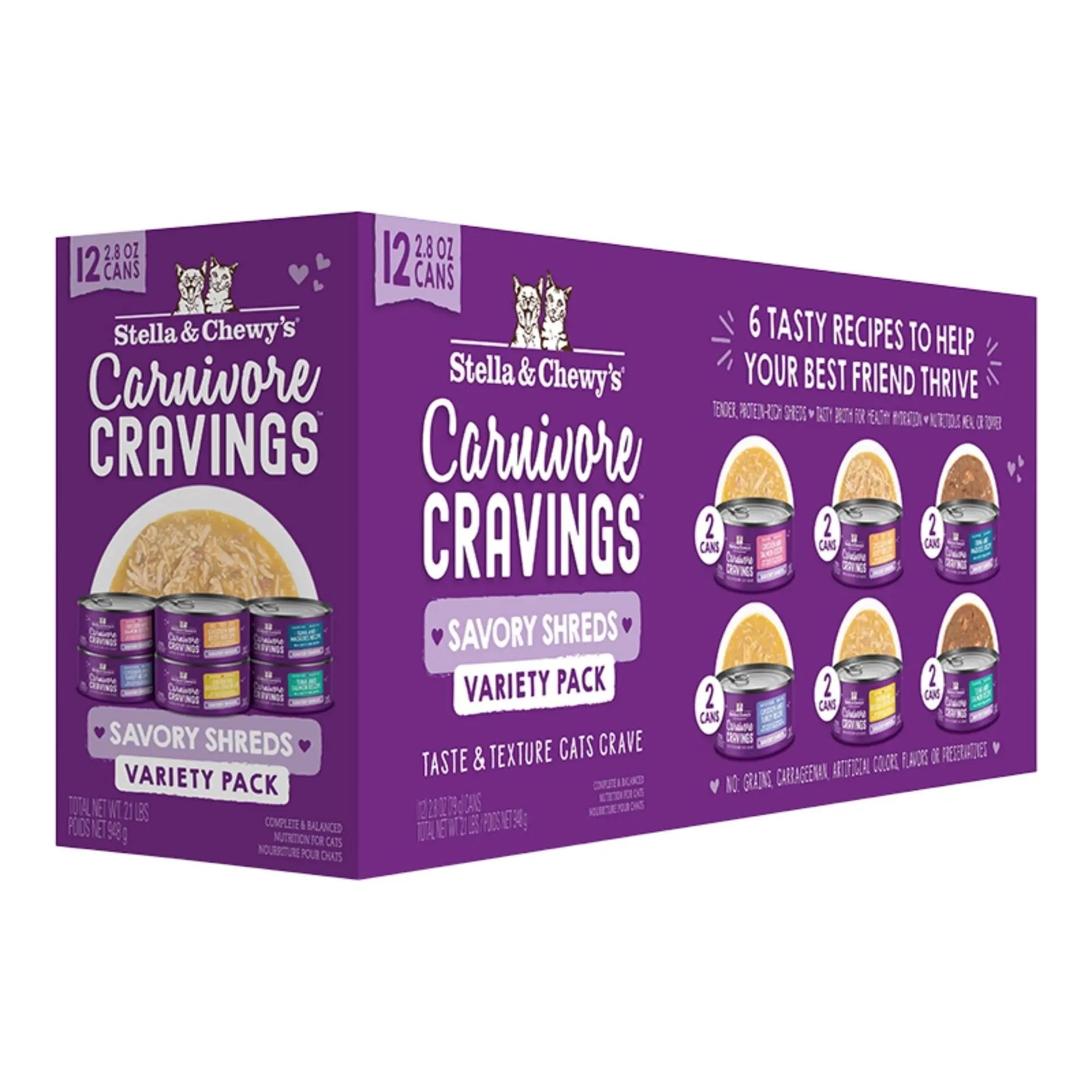 Stella and Chewys Cat Carnivore Shreds Variety Pack 2.8oz. (Case of 24) Stella & Chewys