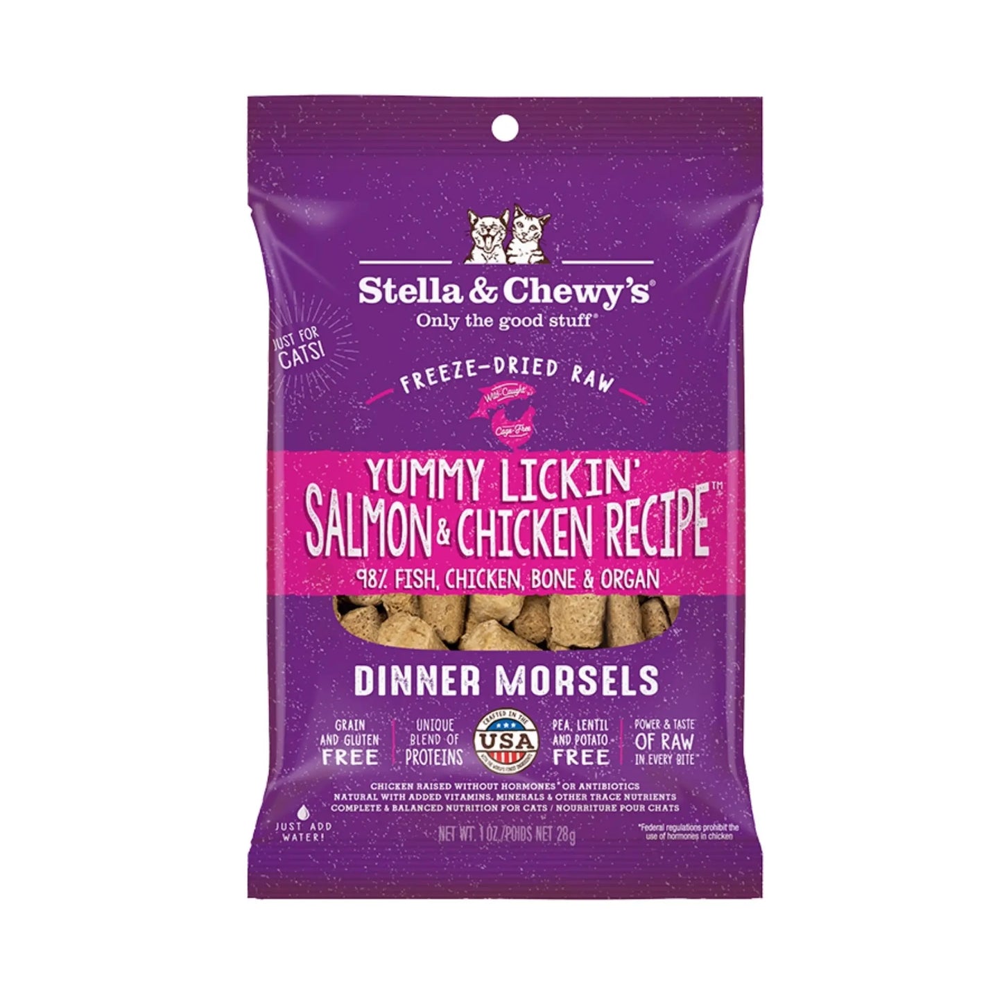 Stella & Chewys Cat Freeze Dried Dinner Morsels Yummy Lickin' Salmon & Chicken 1oz. (Case of 8) Stella & Chewys
