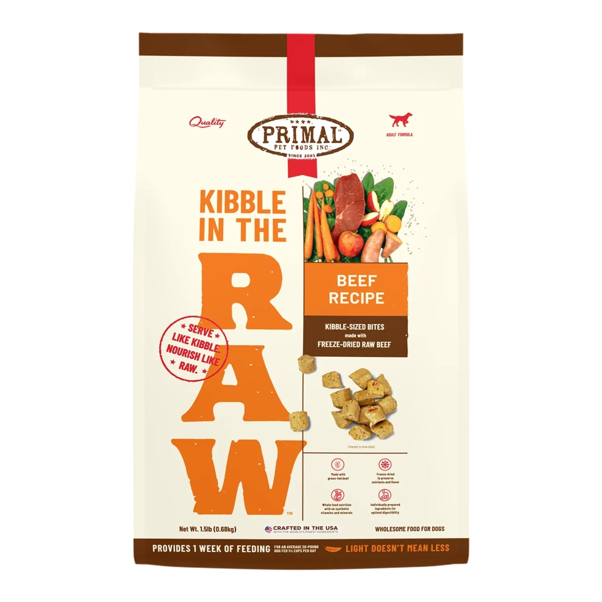 Primal Dog Freeze-Dried Kibble In The Raw Beef 9Lb Primal Pet Food