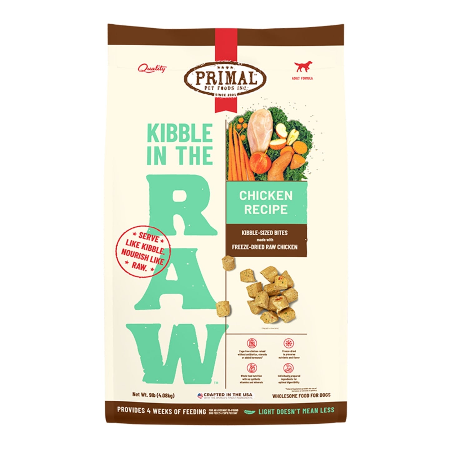 Primal Dog Freeze-Dried Kibble In The Raw Chicken 9Lb Primal Pet Food